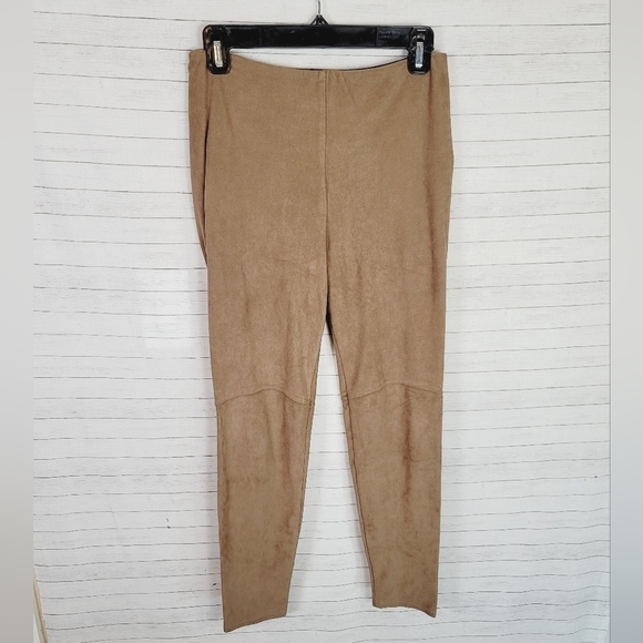 LYSSE FAUX SUEDE CAMEL LEGGINGS, SZ SMALL - Picture 1 of 14